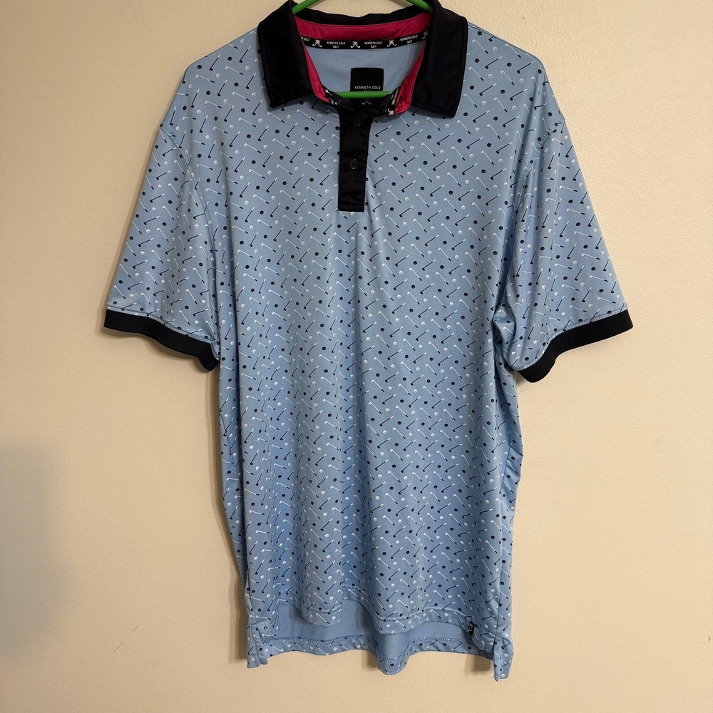 Kenneth Cole Polo Shirt w/‎ All-Over Golf Club Print